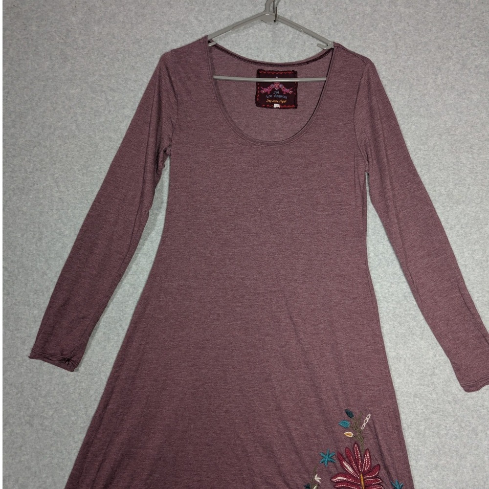 Johnny Was Los Angeles High Low Dress Women Small Mauve Floral Embroidered Artsy - Picture 2 of 12